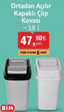 ORTADAN AÇILIR KAPAKLI ÇÖP KOVASI ~ 18 L